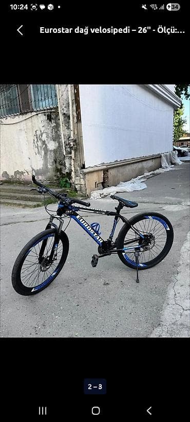 velosipedler: Eurostar dağ velosipedi – 26” - Təkər ölçüsü: 26" - Rəng: qara-mavi - — 2