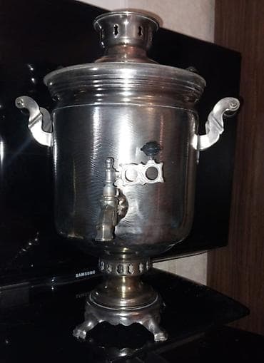 ev eşyası: Klassik metal samovar - Material: tam metal/gümüşü rəngdə korpus — 3