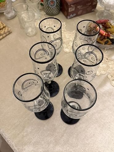 qara 07 sekilleri: Qədəhlər, rəng - Qara, Şüşə, 6 ədədli dəst — 2