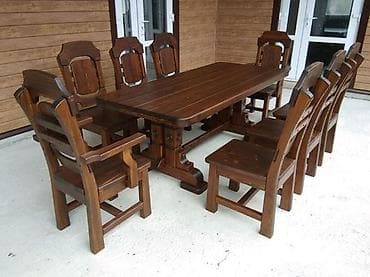 restoran masa: Qonaq otağı üçün, Açılmayan, Dördbucaq masa, 8 stul — 2