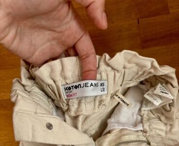 şalvar modelleri 2021: Koton Jeans markasına məxsus, mom fit modelində, bej rəngdə şalvar — 3