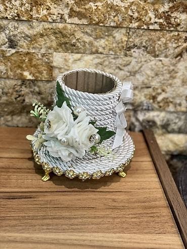 Канцтовары: Dekorativ set – güzgü, şamdanlar və aksesuar qabı - Oval masaüstü — 4