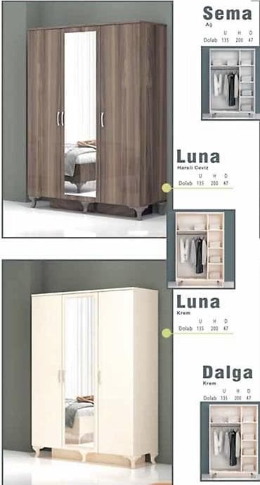 qarderob dolab: Luna dolab seriyası – 3 qapılı gardırob Fabrik istehsalı mebellərin — 1