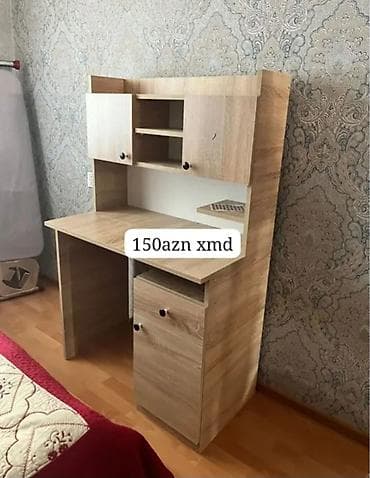 Düz masa, Polkalı, Siyirməli, Teksturalı laminat, Zəmanətsiz, Kredit yoxdur