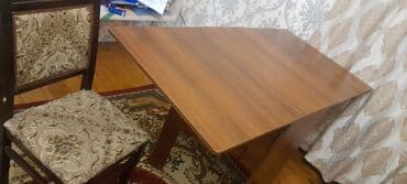 yığılan stul: Qonaq otağı üçün, İşlənmiş, Qatlanan, Dördbucaq masa, 6 stul — 1