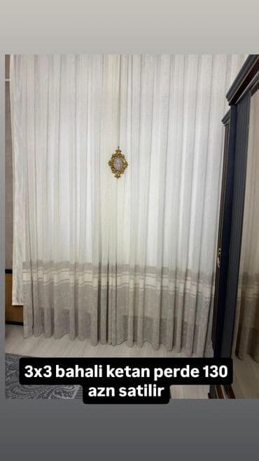 3x3 ölçüdə bahalı ketan pərdə satılır — 130 AZN. - Material