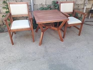 Kvadrat masa, 2 stul, Açılmayan, Stullar ilə, Taxta