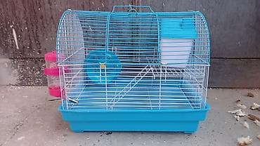 böyük qefes: Hamster qəfəsi – tam komplekt - Rəng: mavi (metaldan barmaqlıqlar — 1