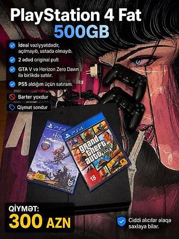 PlayStation 4 Fat 500GB İdeal vəziyyətdədir, açılmayıb, ustada lalafo.az -da PlayStation 4 Fat 500GB İdeal vəziyyətdədir, açılmayıb, ustada