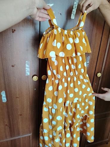 palt: İki ədəd qadın geyimi dəsti 1) Xallı yay donu - Rəng: hardal-sarı — 2