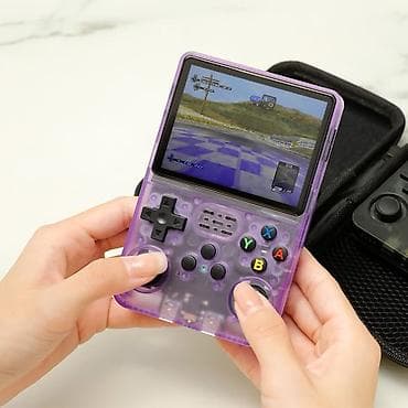 Техника и электроника: R36S portativ retro oyun konsolu – şəffaf bənövşəyi korpus, 3.5" — 2