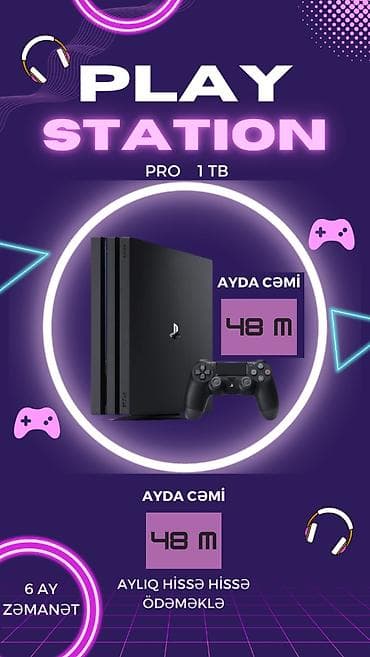 Digər oyun və konsollar: PlayStation Pro 1TB oyun konsolu Nagd-580 azn Birkart ve kredit — 1