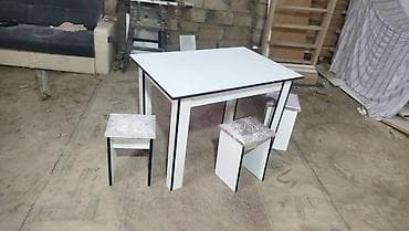 tortlar ve qiymetleri: Mətbəx üçün, Yeni, Açılmayan, Dördbucaq masa, 4 stul — 4