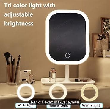 Güzgü Masaüstü, Düzbucaqlı, Makiyaj üçün, Arxa işıqlı