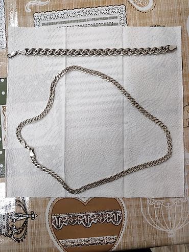 Gümüş boyunbağı və qolbaq dəsti - Material: gümüş 925 - Dəbli