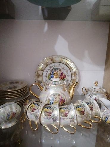 Çay dəsti, rəng - Qızılı, Farfor, 6 nəfərlik, Çexiya — 1