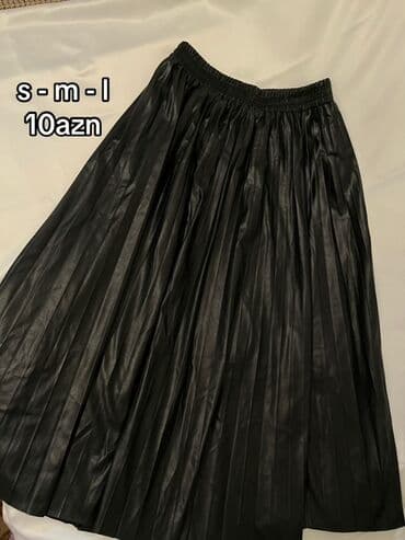 женские вельветовые юбки: Qadın geyimləri kolleksiyası 1) Qara pliseli ətək - Material: dərimsi — 1