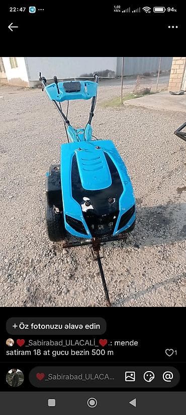 Nəqliyyat: Motos cultivator / mini traktor (iki təkərli yürüş traktoru) - — 2