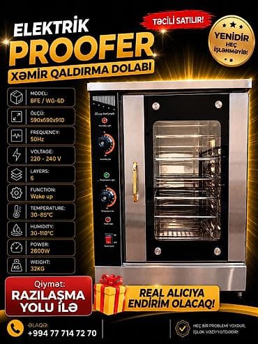 Restoran, kafe avadanlığı: Elektrik Proofer – Xəmir Qaldırma Dolabı - Model: BFE / WG-6D - Ölçü — 1
