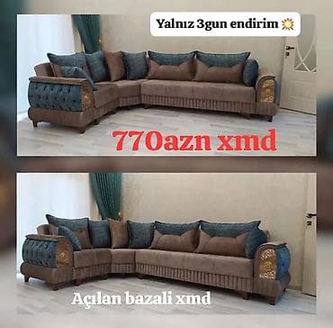 parca: Künc divan dəsti – açılan və bazalı model. - L‑şəkilli geniş künc — 1