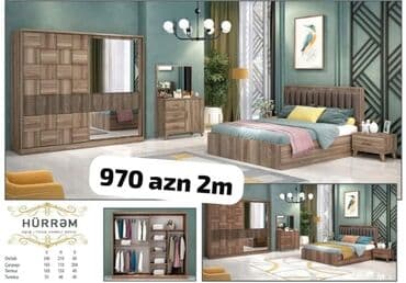 termo tek: İkinəfərlik çarpayı, Termo, Dolab, 2 tumba, Azərbaycan, Yeni — 8