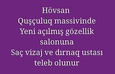 Qadın saç ustası tələb olunur, Faiz, 6 ildən artıq təcrübə, Forma