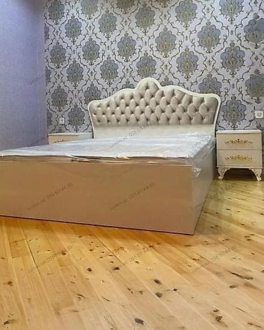 matraslar: Çarpayı – 160 × 200 sm Zərif dizaynlı, yumşaq kapitone başlıqla — 1