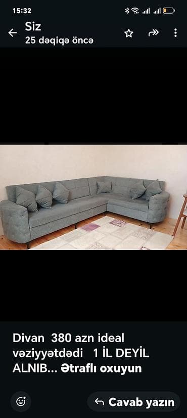işlenmiş divan: Künc divan, İşlənmiş, Açılan — 1