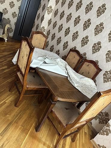 Yemək otağı üçün taxta masa və 5ədəd stul dəsti. - Material: massiv — 1