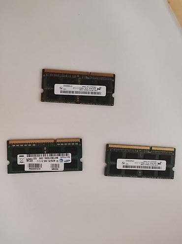 Noutbuk komponentləri: DDR3 12GB RAM - Növ: DDR3 SO-DIMM (laptop üçün) - Tutum: 4 GB — 1