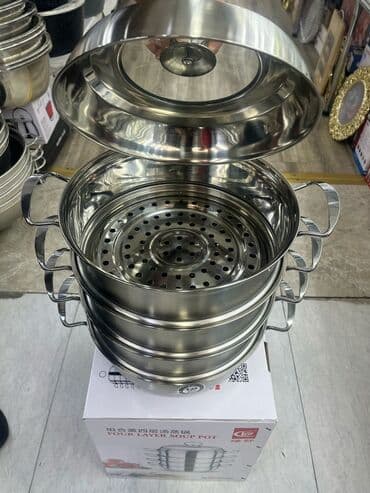 Çaydanlar və qəhvədanlar: Qazan, rəng - Gümüşü, Paslanmayan polad, 5-dən çox l, 28 sm — 1