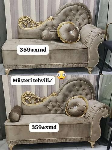 tunba: Mebel dəsti və yumşaq mebellər - Yumşaq divan, zümrüd-yaşıl rəng — 4