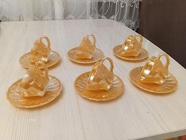 caydan: Çay dəsti, rəng - Narıncı, Şüşə, 6 nəfərlik, Almaniya — 7