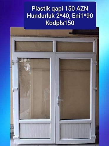 Plastik qapı dəsti - Material: ağ PVC profil - İkiqanadlı — 1