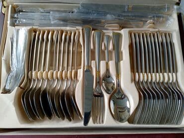 набор ножей zepter: Qızılı haşiyəli paslanmayan poladdan böyük süfrə ləvazimatları dəsti — 2