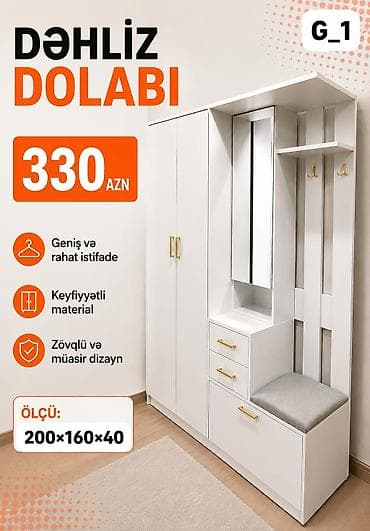 Dəhliz dolabı – model G_1 - Ölçü: 200 × 160 × 40 sm - Qiymət: 330 AZN