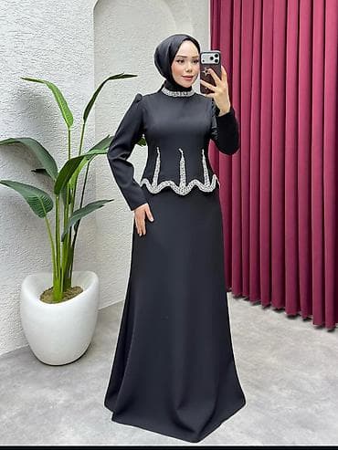 Şəxsi əşyalar: Zərif detallı, uzun qollu maxi ziyafət donu – hicab tərzinə uyğun — 8
