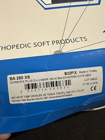 rucqa: Biofix Active Dorsofix Plus bel-dorsal korset Model: BA 280 XS — 1