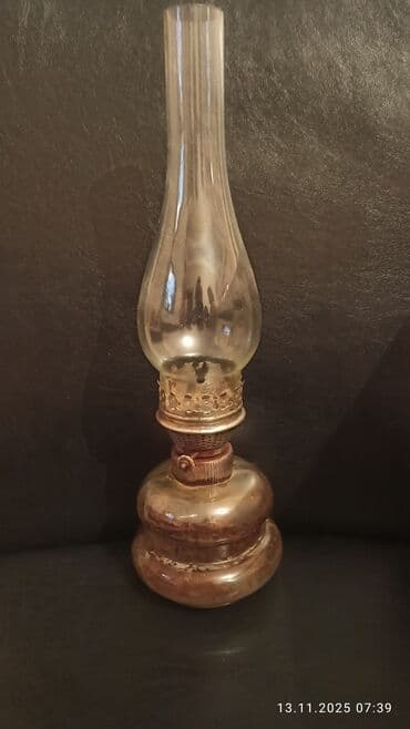 ваза стеклянная прозрачная высокая без узора: Kerosin/Qaz lampası – şüşə kolba və metal fitil mexanizmi ilə - — 2