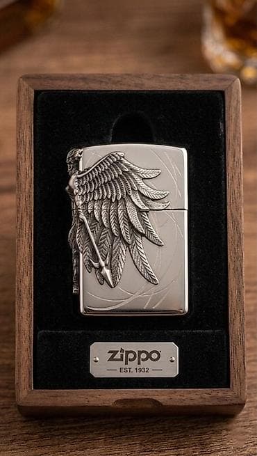 çaşka qəlyan: Zippo benzinli çaxmaq – “Angel Wing” rellef dizayn - Brend: Zippo — 2