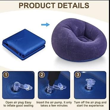 divan krislo: 🛋️ Premium Flocked Şişmə Kreslo / Mini Divan Rahatlıq + yumşaq — 4