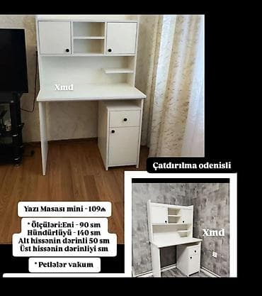 Yazı masası – “Mini” model Xüsusiyyətlər: - Rəng: ağ - Üst hissədə 2