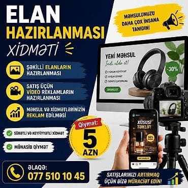 Reklam, çap: Xidmət: Elan Hazırlanması 0775101045 Təklif olunanlar: - Şəkilli — 2