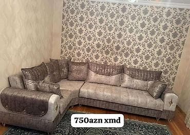 Künc divan dəsti - Şık klassik dizayn, iki rəng tonunda parça