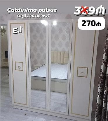 divar skafi: 4 qapılı paltar dolabı - Brend: Fatimə Mebel - Ölçü: 200 × 160 × 47 — 2