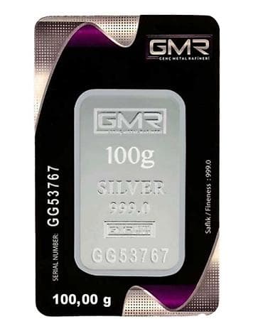 silver sinsila: GMR (Genç Metal Rafineri) 100 qram gümüş külçə - Marka: GMR – Genç — 2