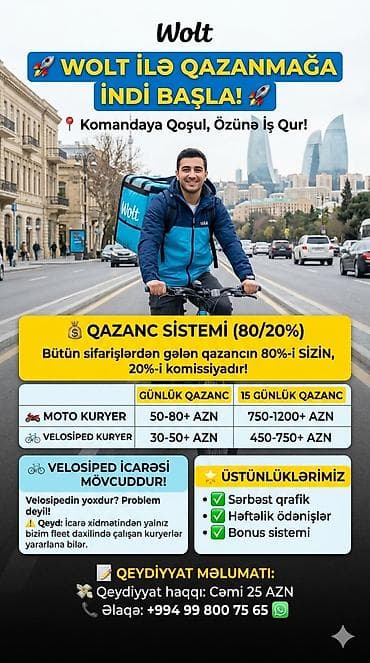 taxı: Sürücü-kuryer tələb olunur, Şəxsi nəqliyyat vasitəsi ilə, Ayda 2 dəfə ödəniş, Təcrübəsiz — 1