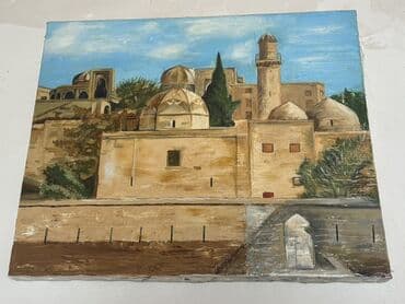 qız qalası şəkli çəkmək: Bu rəsm əsəri qədim şəhər mənzərəsini, ehtimal ki, İçərişəhəri təsvir — 1