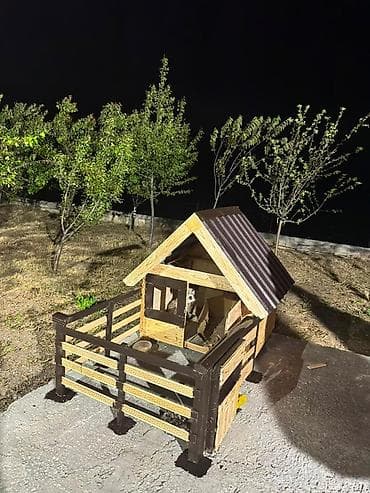 yemler: Açıq hava üçün taxta it evi – eyvanlı model - Material: möhkəm taxta — 2