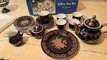 çay serviz: Çay dəsti, rəng - Göy, Farfor, 6 nəfərlik, Çexiya — 3